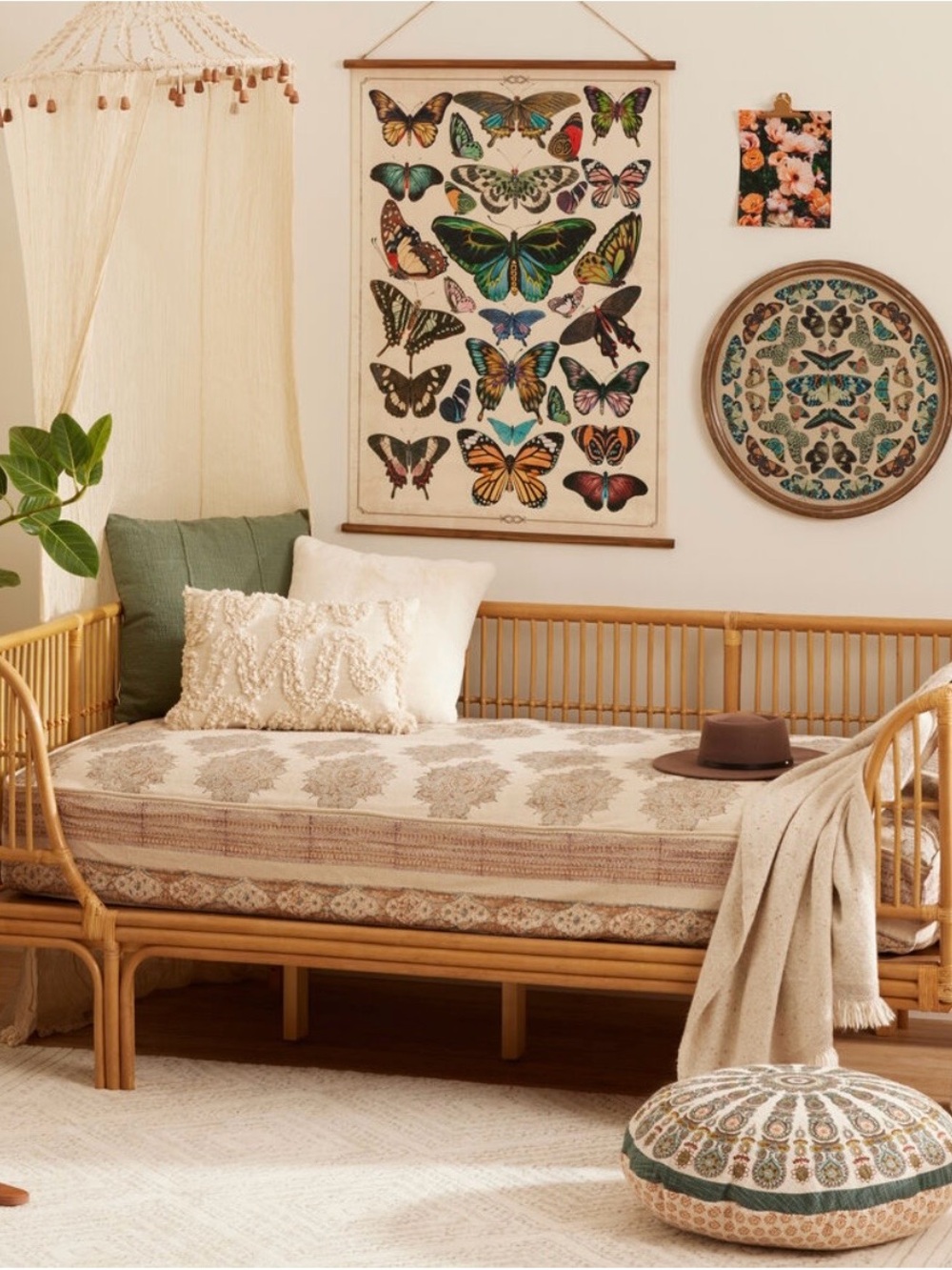 Butterfly Linen Scroll Wall Hanging